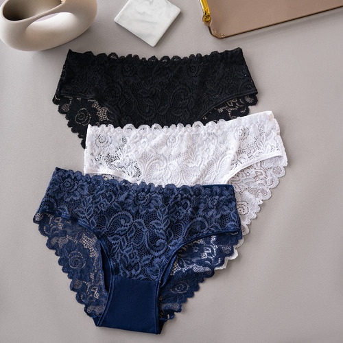 Pack 3 Bragas Encaje Seda Helada Transpirables Confort Mujer
