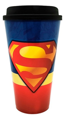 Vaso Plastico Tapa Cafe Superman Dc Comics Licencia Oficial