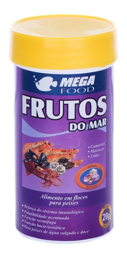 Mega Food - Ração Em Flocos Para Peixe - Frutos Do Mar - 20g