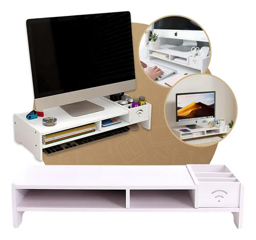 Suporte Para Monitor Home Office De Mesa Escritório Em Mdf Menor preço em Suporte Para Monitor Home Office De Mesa Escritório Em Mdf