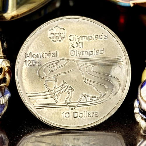 Moneda Plata 10 Dólares Canadienses Olimpiadas Montreal 1976 (Usado)