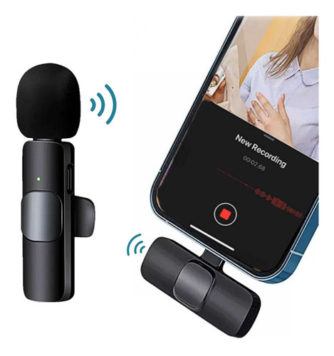 Microfone Lapela Sem Fio Para Celular Usb Tipo C Android