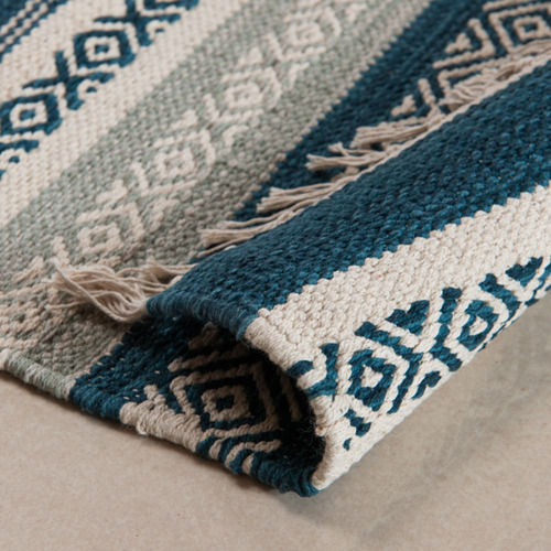 Tapete Kilim Chicago 2,00 X 2,50 Des 004 Cor Azul-petróleo Desenho do tecido Geométrico