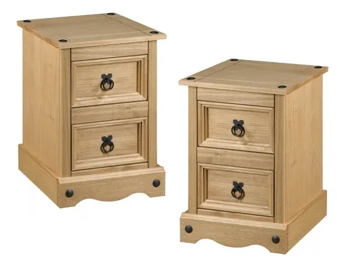 comprar Mesa De Luz 2 Cajones Noche X2 Linea Mexicana Madera Maciza