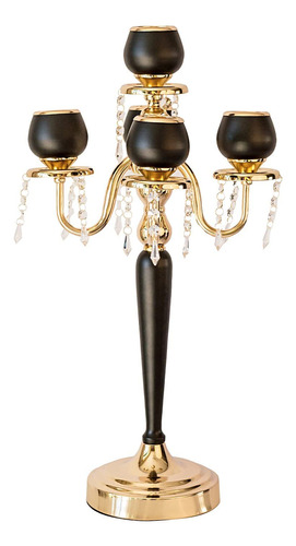 Candelabro Metalico 25  Alto Dorado Negro Para Decoracion