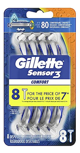 Gillette Sensor3 Navaja Desechable Para Hombres, 8 Count, Ra