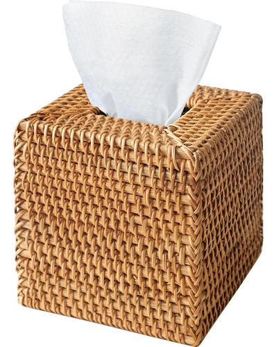 - Funda De Caja De Pañuelos De Ratán, Soporte De Mimbre