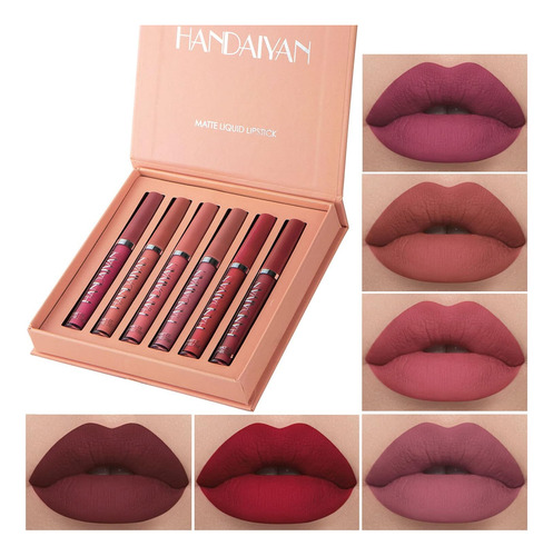 Juego De 6 Lápices Labiales Líquidos Mate, Kit De Maquillaje