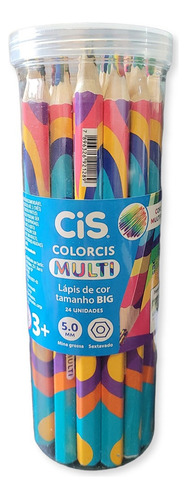 Lápis De Cor Cis Multi Color Jumbo Varias Cores Kit C/24