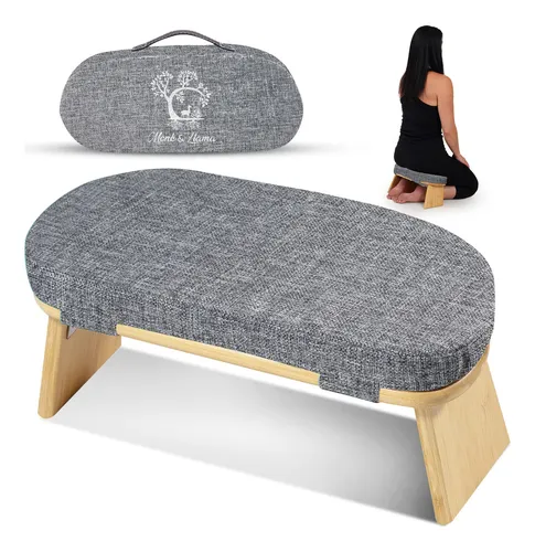 Banco De Meditacion Plegable Monk & Llama Gris Algodo Import