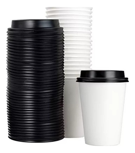 Vasos Desechables Biodegradables P/cafe 16 Oz C/tapa 50 Pzas Blanco
