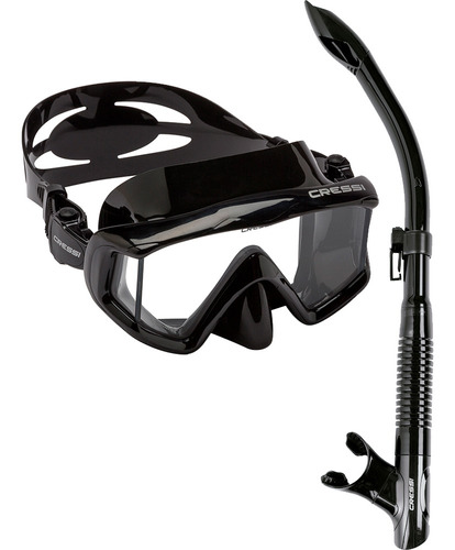 Kit De Mergulho Cressi Pano 3 + Snorkel Tao Semi Dry