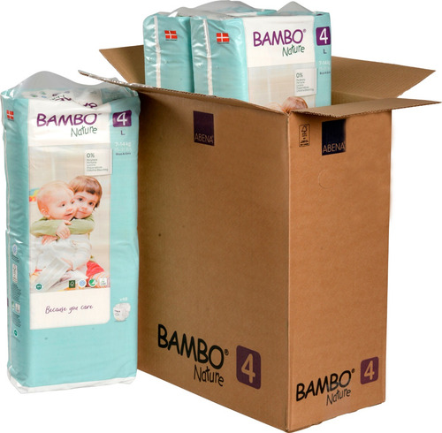 Caja Pañal Ecológico Bebe Bambo Nature 4, Paq.alto (144 Uni)