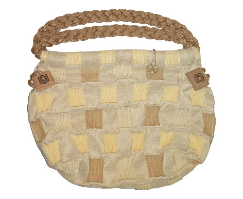 Bolso Beige A Cuadros Con Manijas Trenzadas - Impecable!