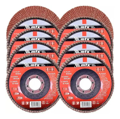 Kit 10 Discos De Lixa Tipo Flap Grão 60  115 X 22 Mm Mtx