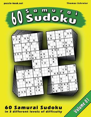 Libro Samurai Sudoku Puzzle: 60 Mixed (easy, Medium, Hard...