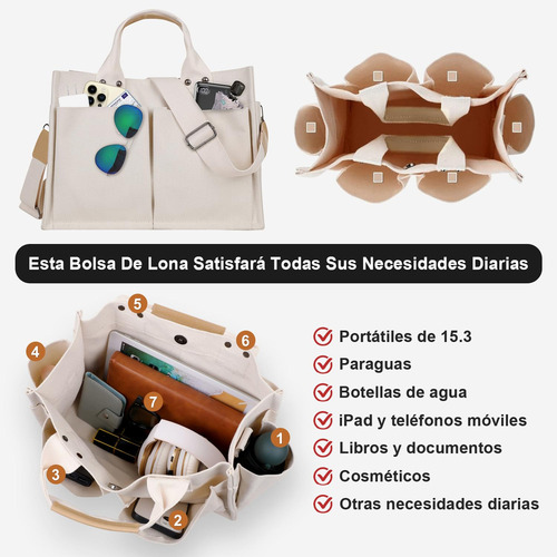 D Bolsas De Lona For Mujer, Tote Bag For Mujer Con