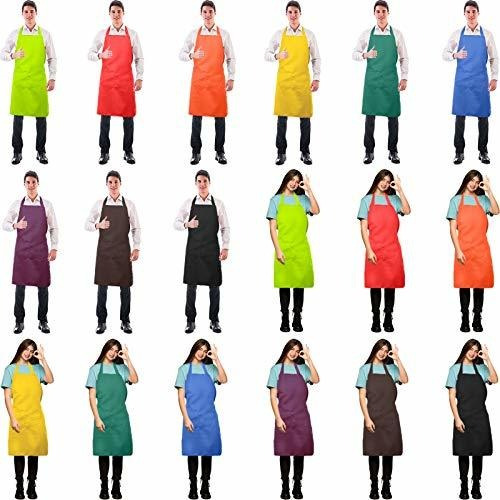 18 Pcs unisex apron with 2 pockets kitchen plain bib bu