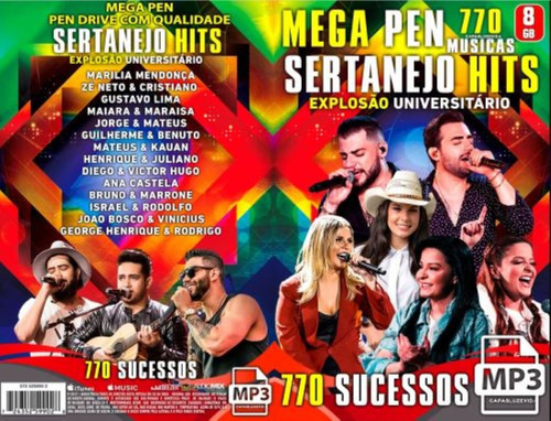 Mega Pen Drive 770 Musica Sertanejo Hits Explosao