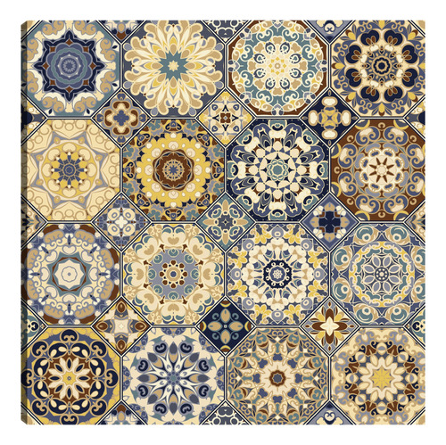 Cuadro Decorativo - Patrón De Mosaico De Mezclilla Y Oro