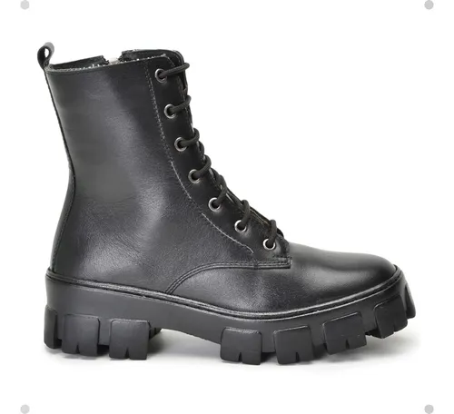 Coturno Casual Feminino Salto Baixo Cano Médio Em Couro