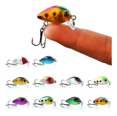 Señuelos Pesca Duros Minnow Mini Crankbait 3 Cm 1.5 Gr X 10