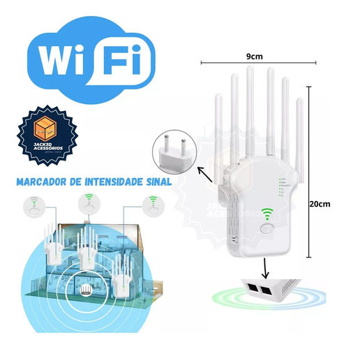 Roteador Rf 6 Antenas 300mbps Wi-fi Branco Longo Alcance