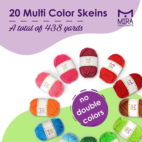 Kit De Inicio De Crochet Con 20 Madejas De Lana Acrílica, 43
