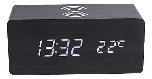 Reloj Despertador Led De Madera Con Alarma Electrónica Para