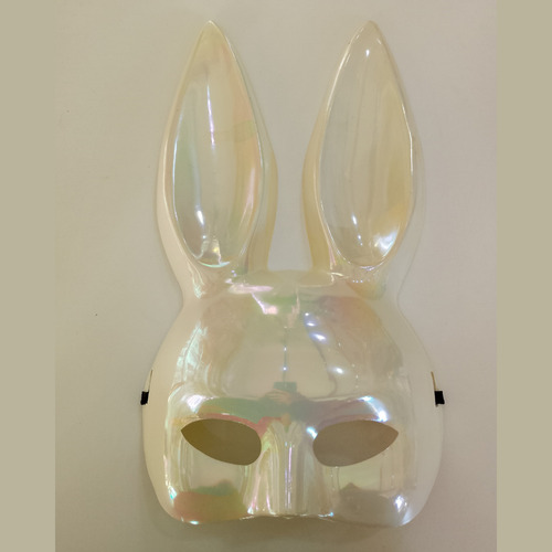 Mascara Plastica Rigida Conejo Blanco Blanco Tornasolado Conejo
