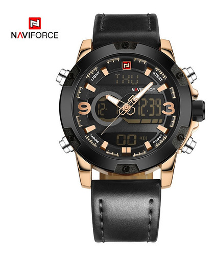 Reloj Digital Led De Cuero Impermeable Naviforce