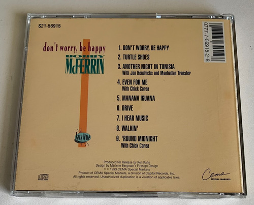 Cd Bobby Mcferrin - Don't Worry, Be Happy (1993) Importado