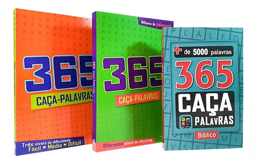 Kit 3 Livros, 365 Caça Palavras - Pé da Letra