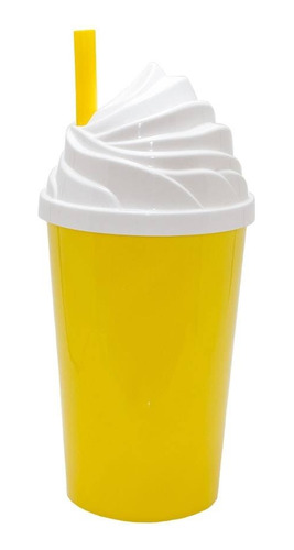 100 Copos Twister Chantilly 500ml  - Copo Com Tampa E Canudo