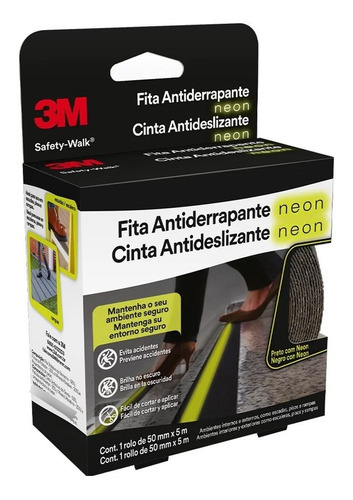 Cinta Antideslizante Neon 3m Fotoluminiscente 50mm X 5mt Fs Color Negro