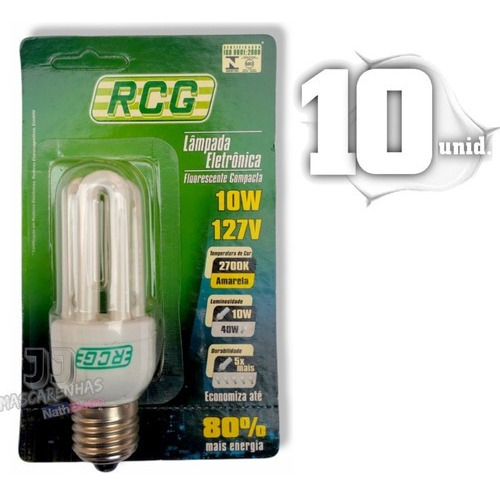 Lampada Fluorescente Rcg Luz Amarel Nova 127v 10w 2700k 10un