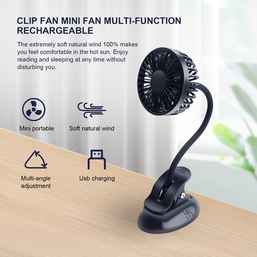Ventilador De Cochecito V8, Portátil Y Cristalino, 3 Ajustes
