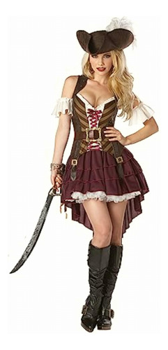 California Costumes Sexy Swashbuckler Pirate Set, Burgundy,