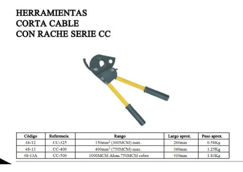 Corta Cable Manual Hs-500 (max. 750mcm) Oferta
