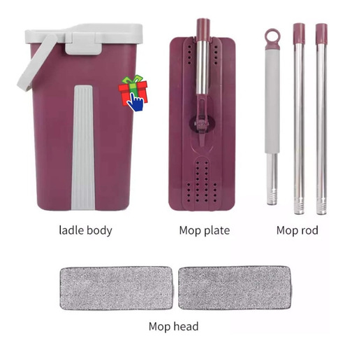 Imagen 10 de 10 de Mopa Fly Mop Trapeador Ultraplano Giratorio Balde Escurridor