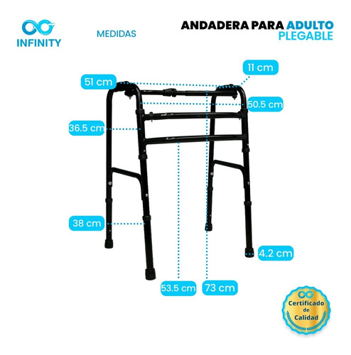 Andadera Rider De Aluminio Plegable Color Plata