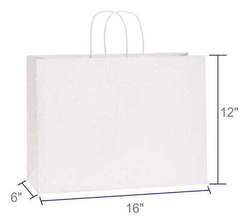 50 Bolsas De Papel Kraft Blanco Con Asas 100% Reciclables
