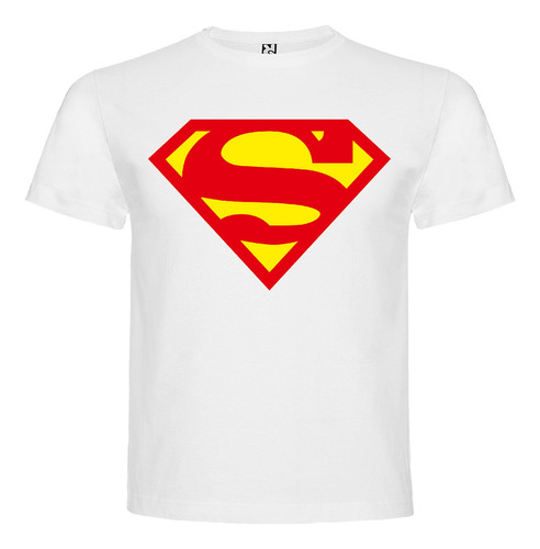 Polera Blanca Algodón 100% Niños Superman Logo