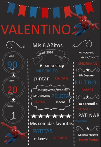 Pizarra Poster Spiderman Editable