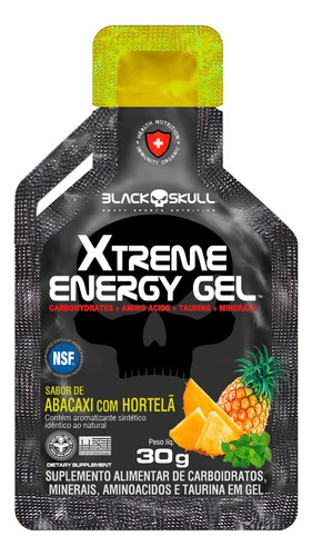 Xtreme Energy Gel Display C/ 10 Unid 30g - Black Skull Sabor Abacaxi com hortelã