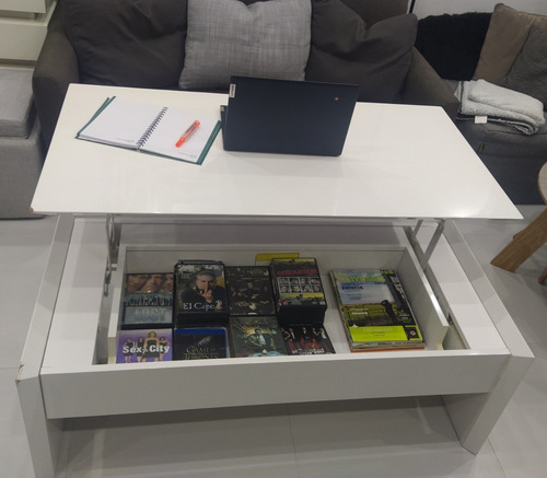 Mesa De Centro Plegable Multifuncional Moderna, Blanca Usada (Usado)