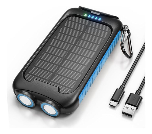 Cargador Solar Para Celular+linterna (azul)