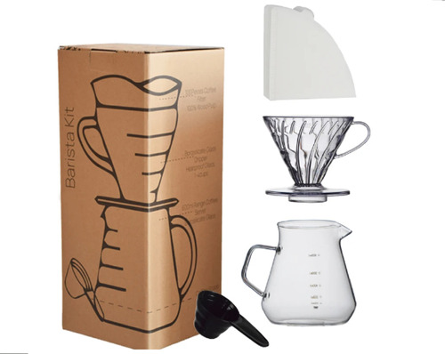  Cafetera Hario V60 Barista Kit V02 + 100 Filtros Papel