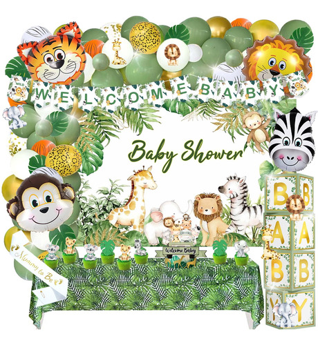 137 Pcs Safari Baby Shower Decoraciones Para Boy, Hombae Jun