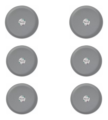 Combo X6 Plato De Plastico 25cm Carol Linea Fusion Gris